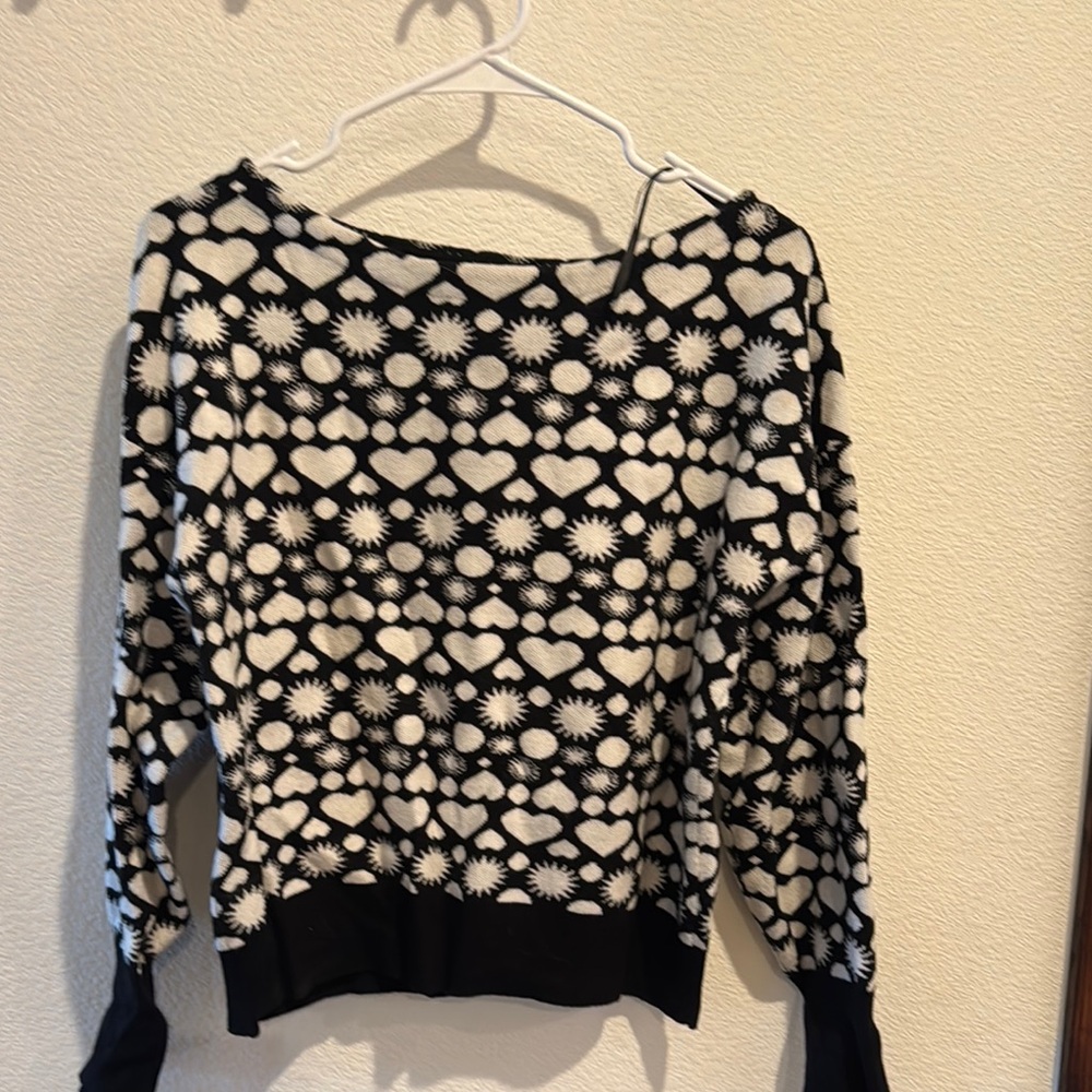 Maeve Black and White Patterned Women's Sweater